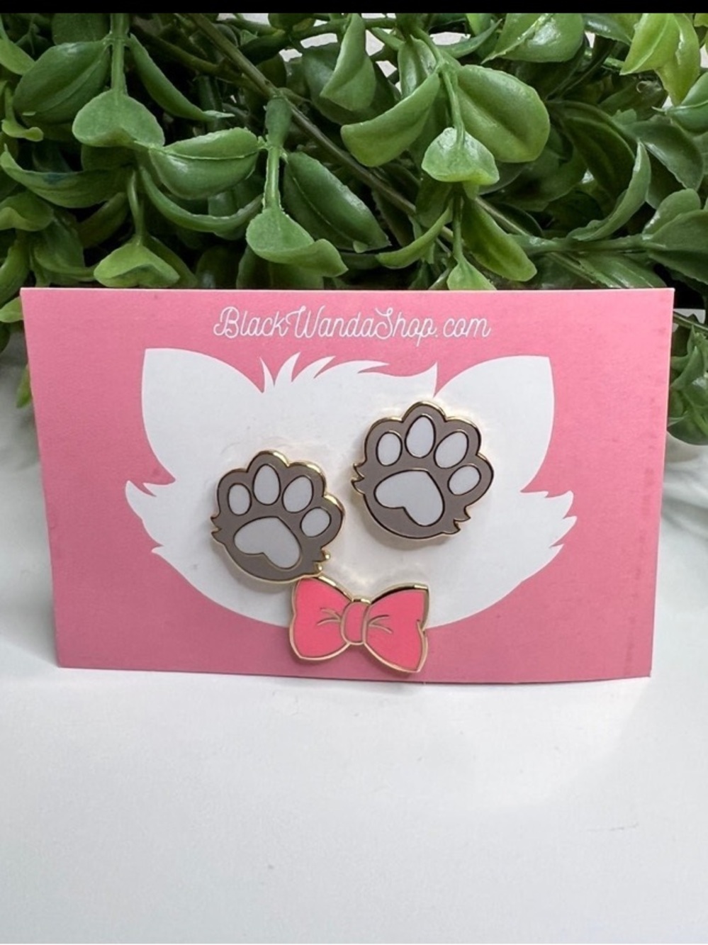 Black Wanda Berlioz Disney Aristocats Cat Paw and Bow Enamel Pin